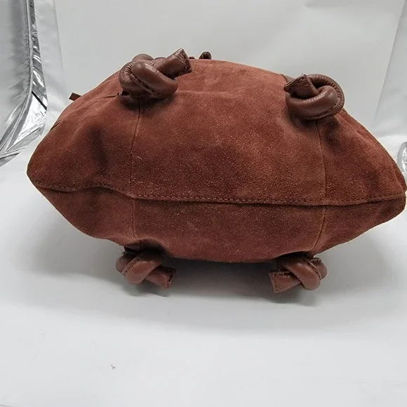 Lucky Brand Rust Brown Suede Leather Shoulder Purse Bag Double Handles EUC - Picture 6 of 13